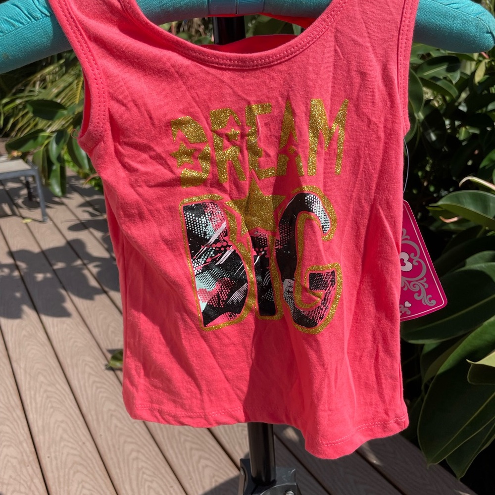 Real Love Tropical Graphic Tank Top in coral size 4T